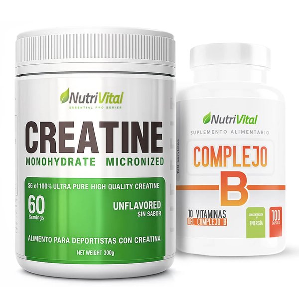 Pack Creatina Monohidrato 300g + Complejo B 100Caps Nutrivital