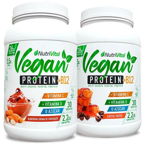 Pack 2 Proteína Vegana Nutrivital Con Vitamina B12 2.2lb 30 Porciones