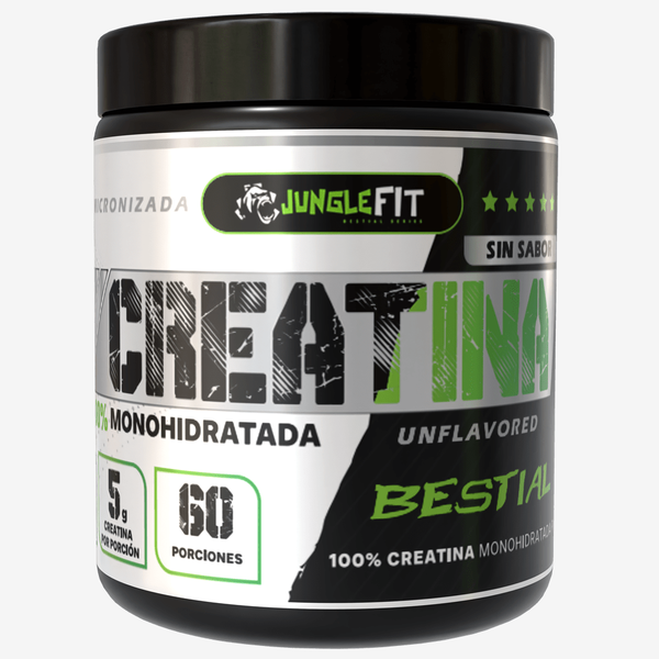 Creatina Monohidratada 300gr Micronizada Junglefit Polvo 60 Porciones