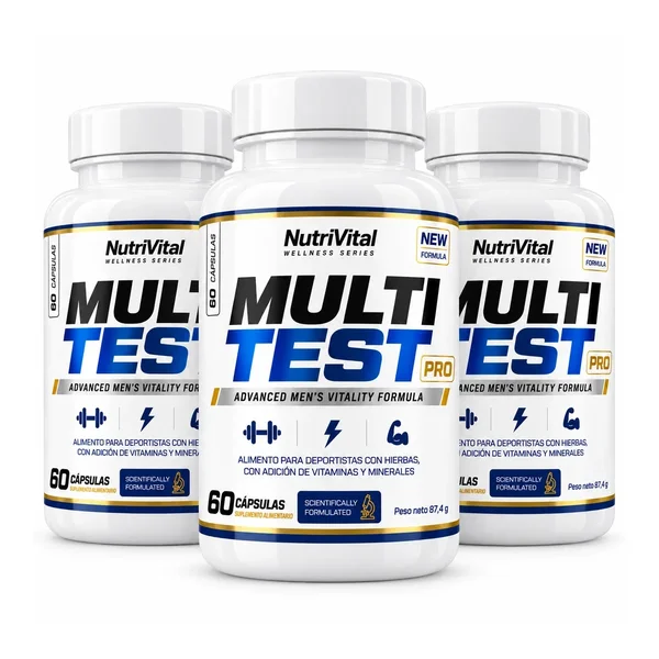 Pack 3 Multi Test Pro Nutrivital 180 Cápsulas 90 Días De Multivitamínico Para Hombre