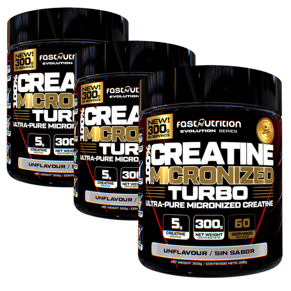 Pack 3 Creatina Turbo 300gr Monohidratadas Fast
