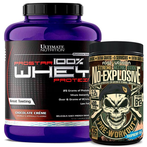 Pack Prostar Whey Protein 5,28lb Chocolate + Pre Workout N.O.Explosive 350g