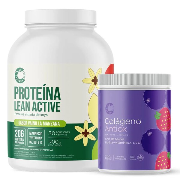Pack Proteína Vegetal Lean Active 30Serv + Colágeno Antiox 300g Cáscara Foods