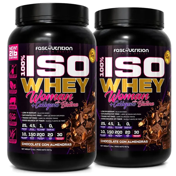 Pack 2 100% Iso Whey Woman 2lb Con Colágeno Y Biotina Fast