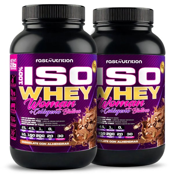 Pack 2 100% Iso Whey Woman 2lb Con Colágeno Y Biotina Fast