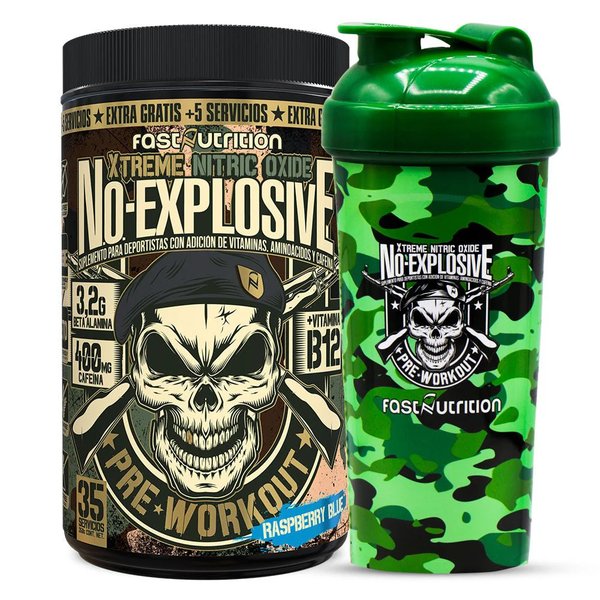 Pack Pre Workout N.O. Explosive 350g + Shaker Camo Green 700ml Explosive Fast