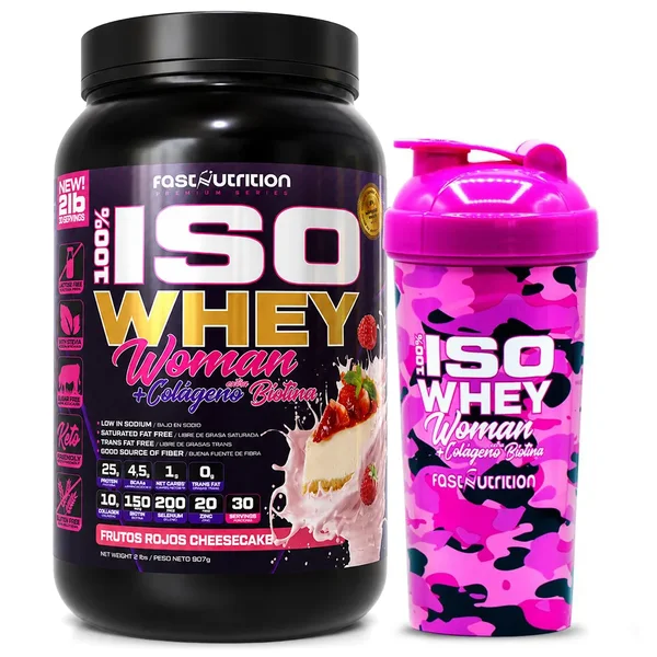 Pack Iso Whey Woman 2lb + Shaker Camo Pink Woman 700ml Fast