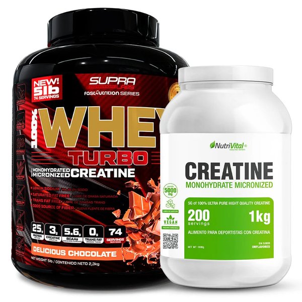 Pack Whey Turbo 5lb + Creatina Monohidratada 1kg Nutrivital