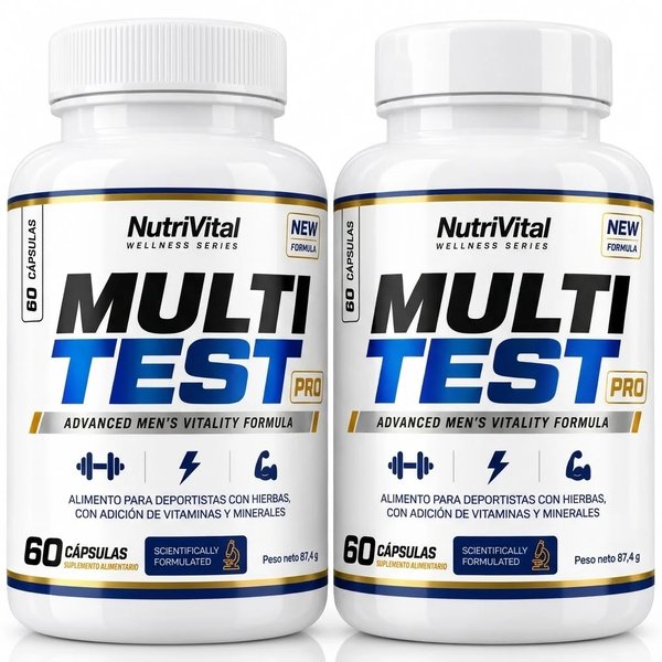 Pack 2 Multitest Pro Nutrivital 120 Cápsulas 60 Días Multivitamínico Hombre Con Ginseng, Fenogreco Y Zinc