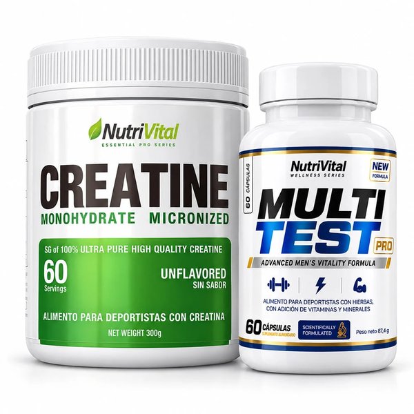 Pack Creatina Monohidratada 300g + Multi Test Pro 60Caps Nutrivital