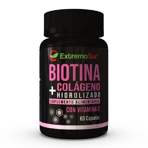 Extremo Sur Biotina 300mcg + Colágeno Hidrolizado 400mg + Vitamina C 100mg 60Caps
