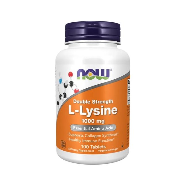 L-Lysine 1000mg 100 Tabs Now Foods Sin Sabor