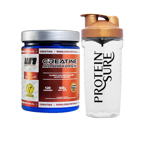 Pack Creatina Monohidrato 600 Grs + Shaker Protein Sure