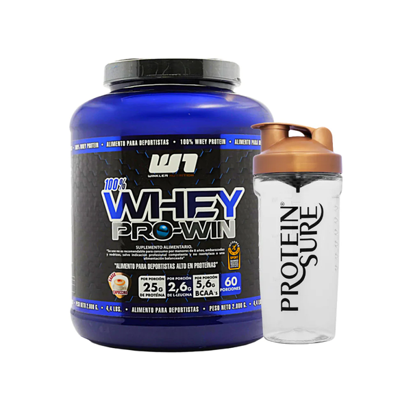 Pack Proteína Whey Pro Win 2kg 60 Porciones + Shaker Protein Sure