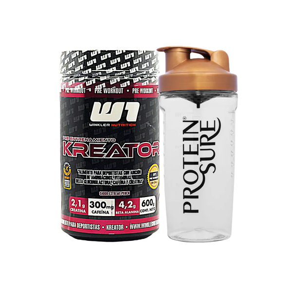 Pack Pre Entreno Kreator 600g 30Servicios + Shaker Protein Sure