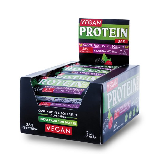 Caja Barritas De Proteína Vegana 45 Grs. 16 Unid