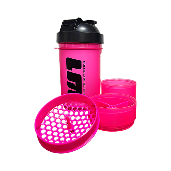 Shaker + Pastillero + Compartimiento Rosado 500 ml