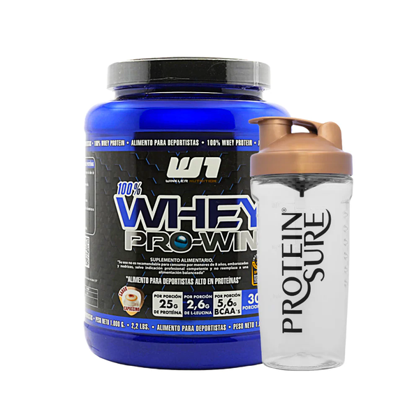 Pack Whey Pro Win 1kg 30 Porciones + Shaker Protein Sure